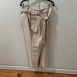 LOFT Cream Belted Women's Trousers